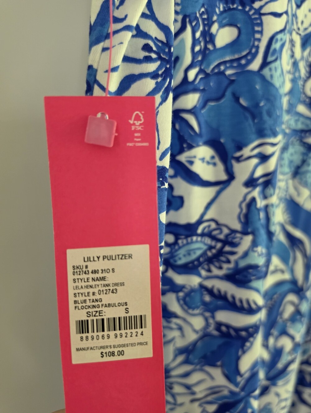 NWT Lilly Pulitzer Blue and White Floral Sleeveless Dress - Picture 7 of 9